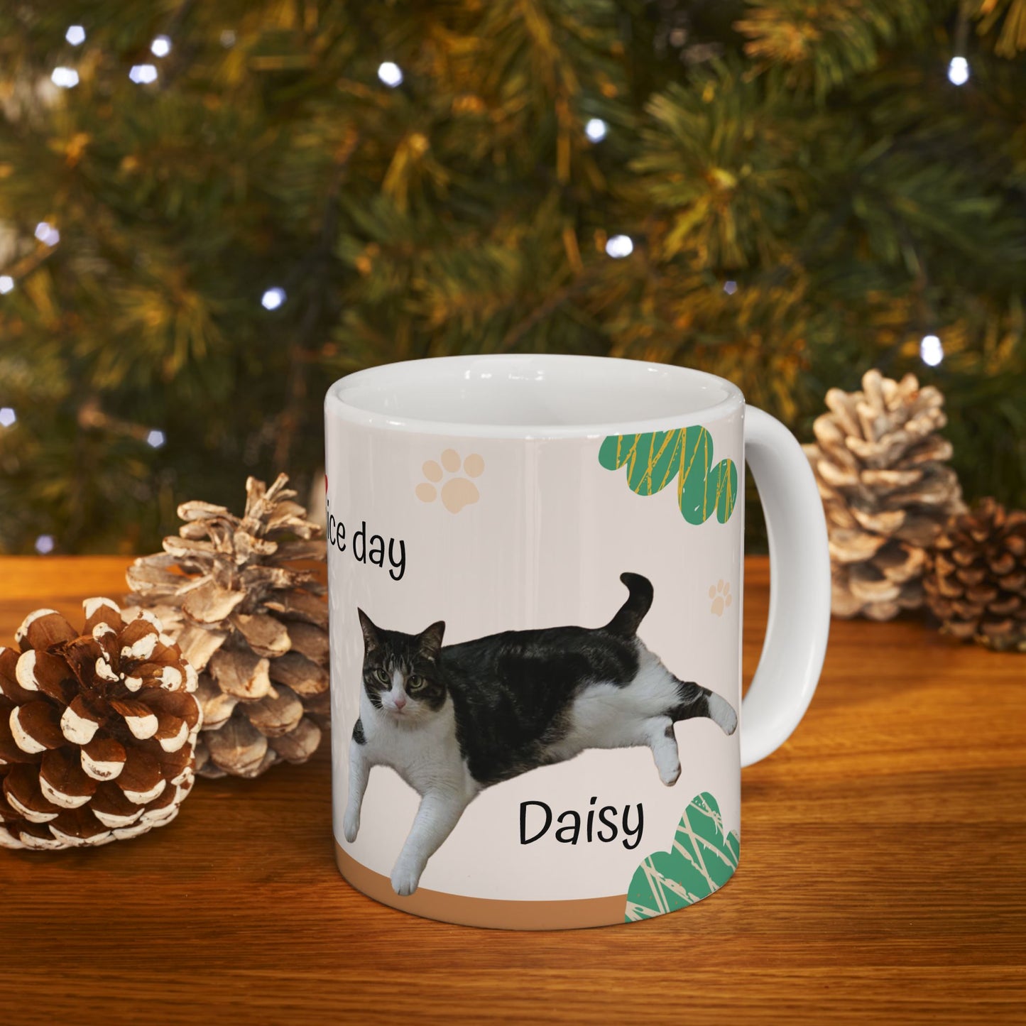 Have a Nice Day Cat Mug — Cute Tuxedo Cat Ceramic Coffee Cup (11oz & 15oz)