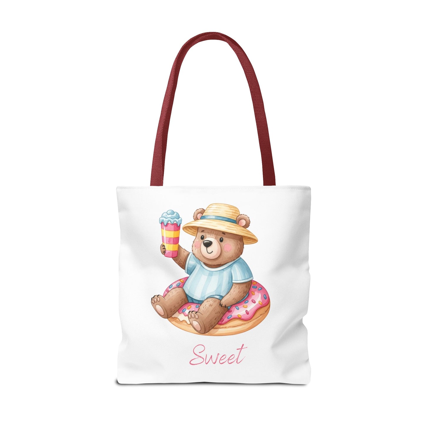Sweet Bear Beach Tote - Cute Summer Teddy on Donut Float