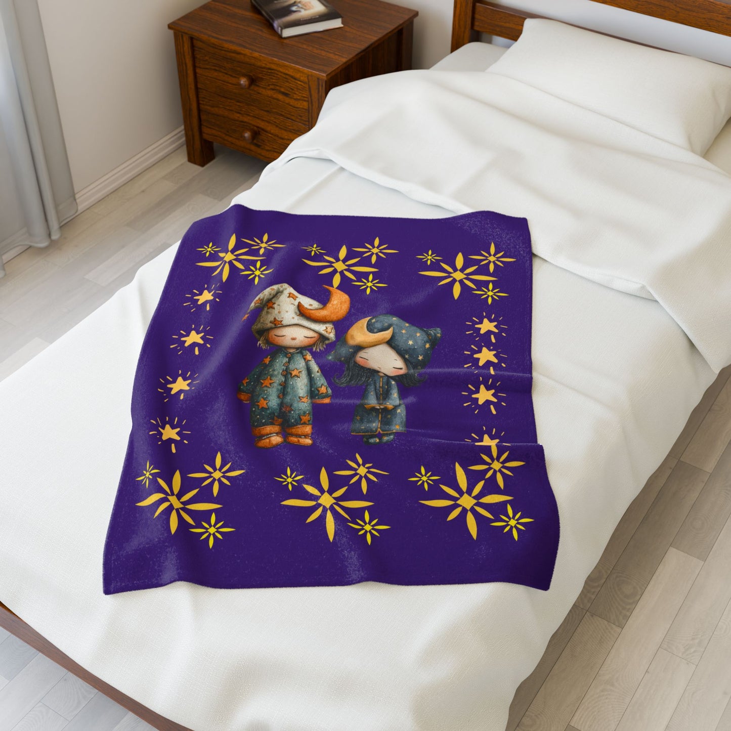 Cosmic Dreams Velveteen Plush Blanket, Cozy Throw for Kids, Starry Sky Decor, Ideal for Gifts, Home & Nursery