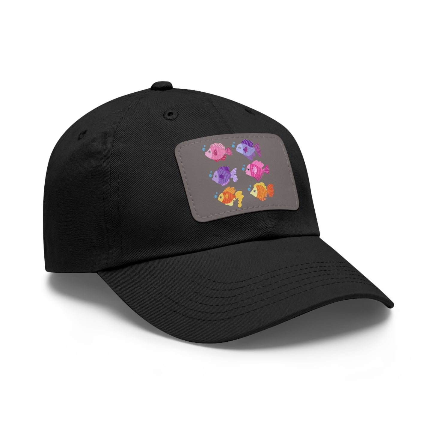 Six fish with cartoonish bubbles Dad Hat with Leather Patch (Rectangle)