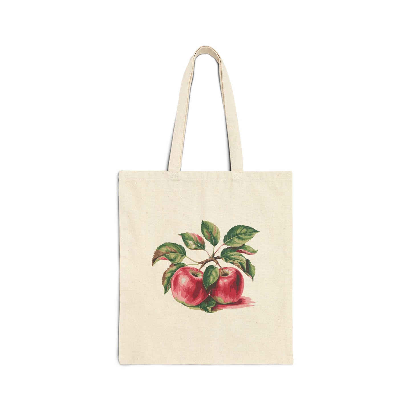Apple Botanical Canvas Tote Bag — Vintage Fruit Market Grocery Tote