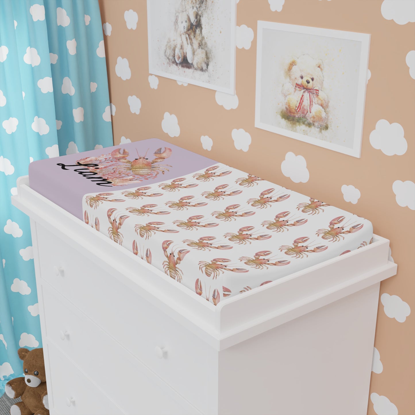 Floral Bunny Baby Changing Pad Cover — Personalized Nursery Accent
