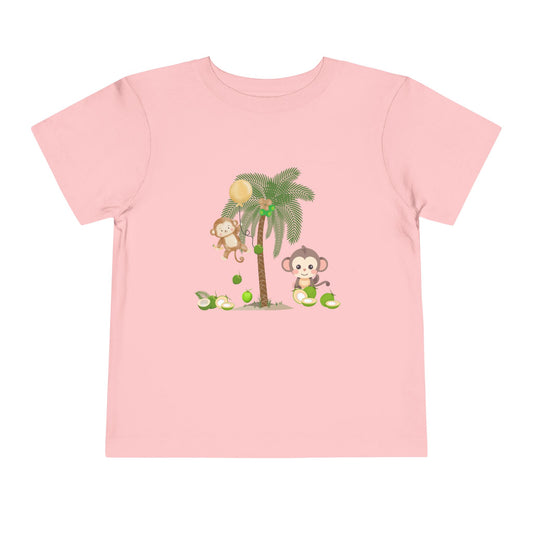 Cute Monkey Tropical Toddler Tee, Perfect for Summer Play, Birthday Gift, Beach Days, Jungle Themes, Toddler Clothing