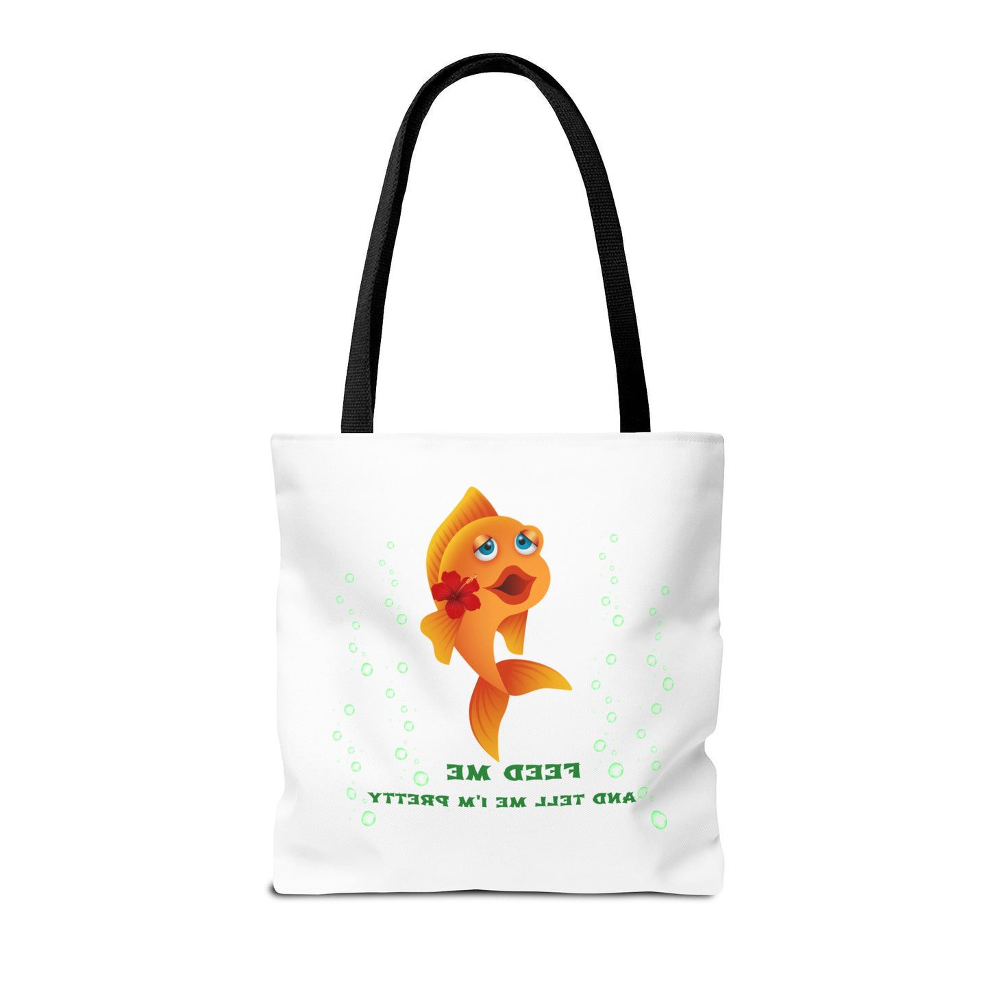 Cartoon goldfish with red lips and flower Tote Bag