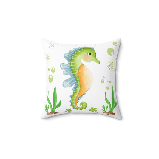 Seahorse with a focus on the natural world Spun Polyester Square Pillow
