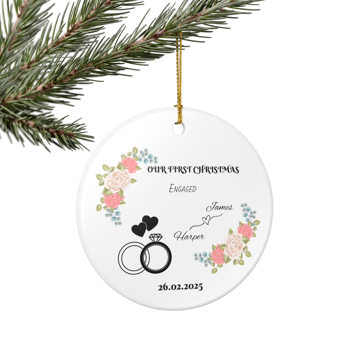 Engaged Christmas Ornament, Personalized First Christmas, Our First Christmas Engaged Ornament