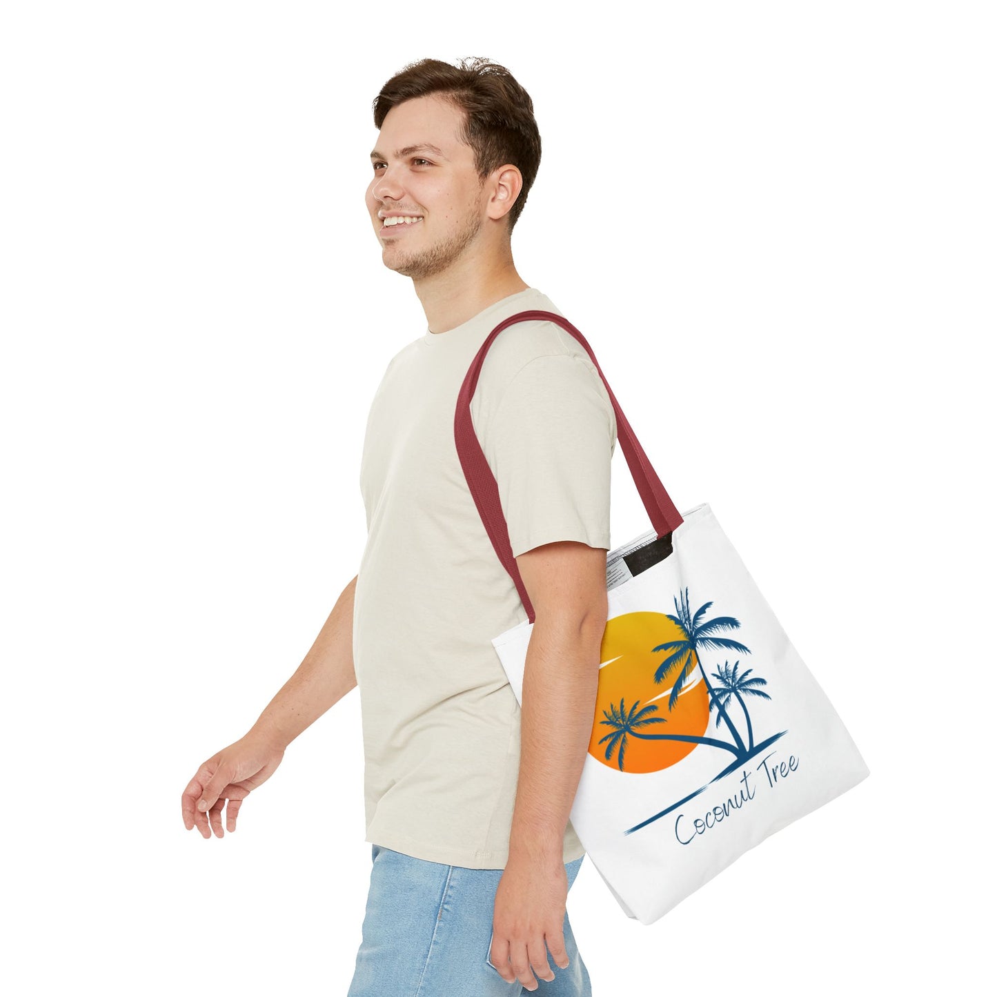 Coconut Tree Tote Bag — Tropical Sunset Beach Canvas Tote