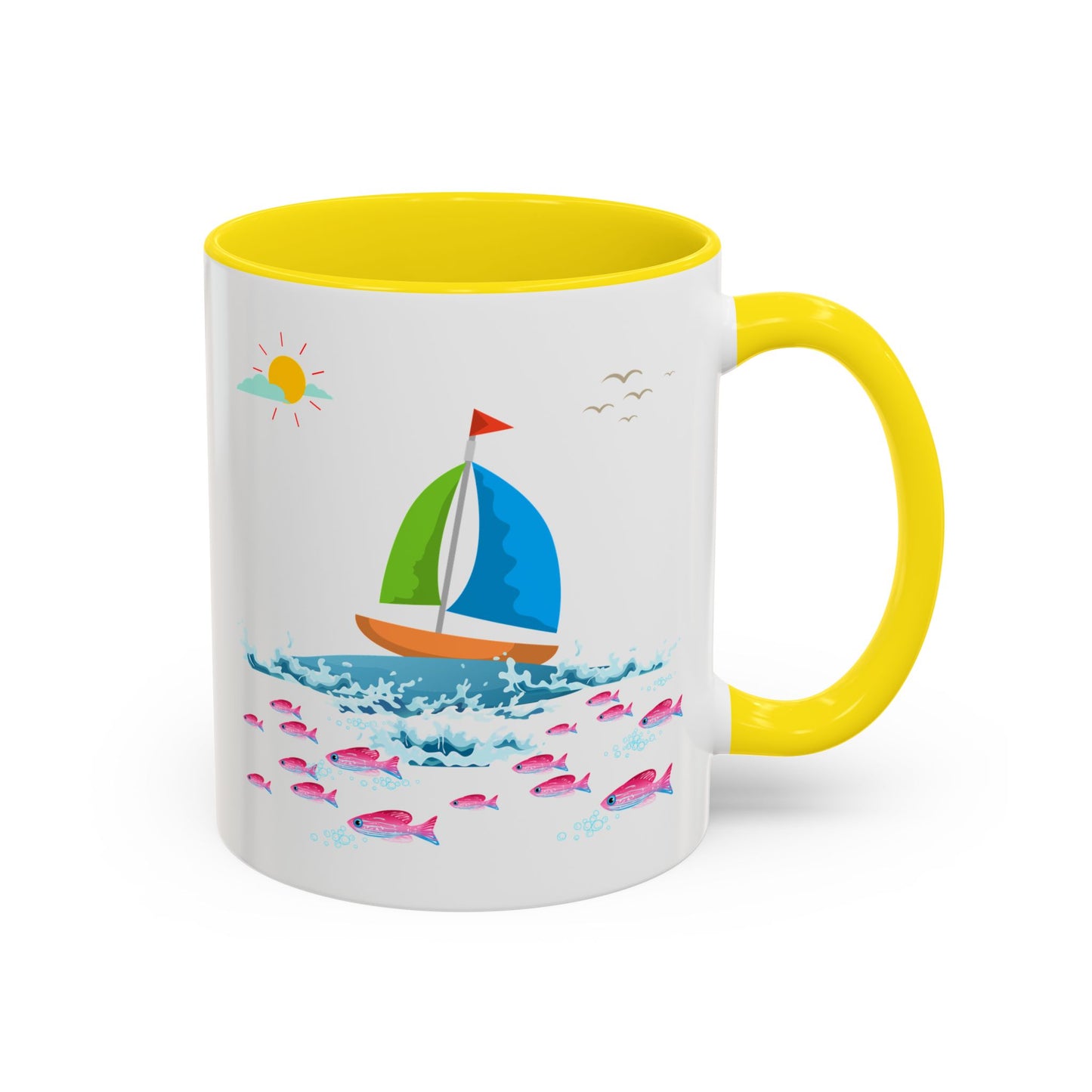 Sailboat and Red fish Coffee Mug