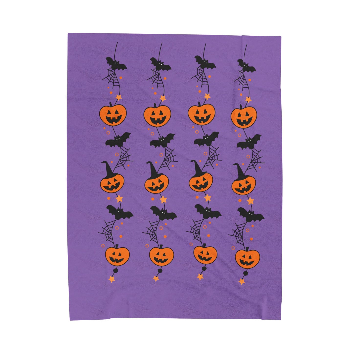 Halloween Velveteen Plush Blanket, Cozy Throw for Fall, Pumpkin and Bat Decor, Perfect for Spooky Season, Couch Blanket