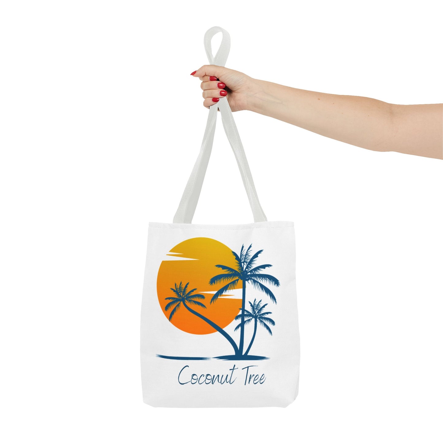 Coconut Tree Tote Bag — Tropical Sunset Beach Canvas Tote