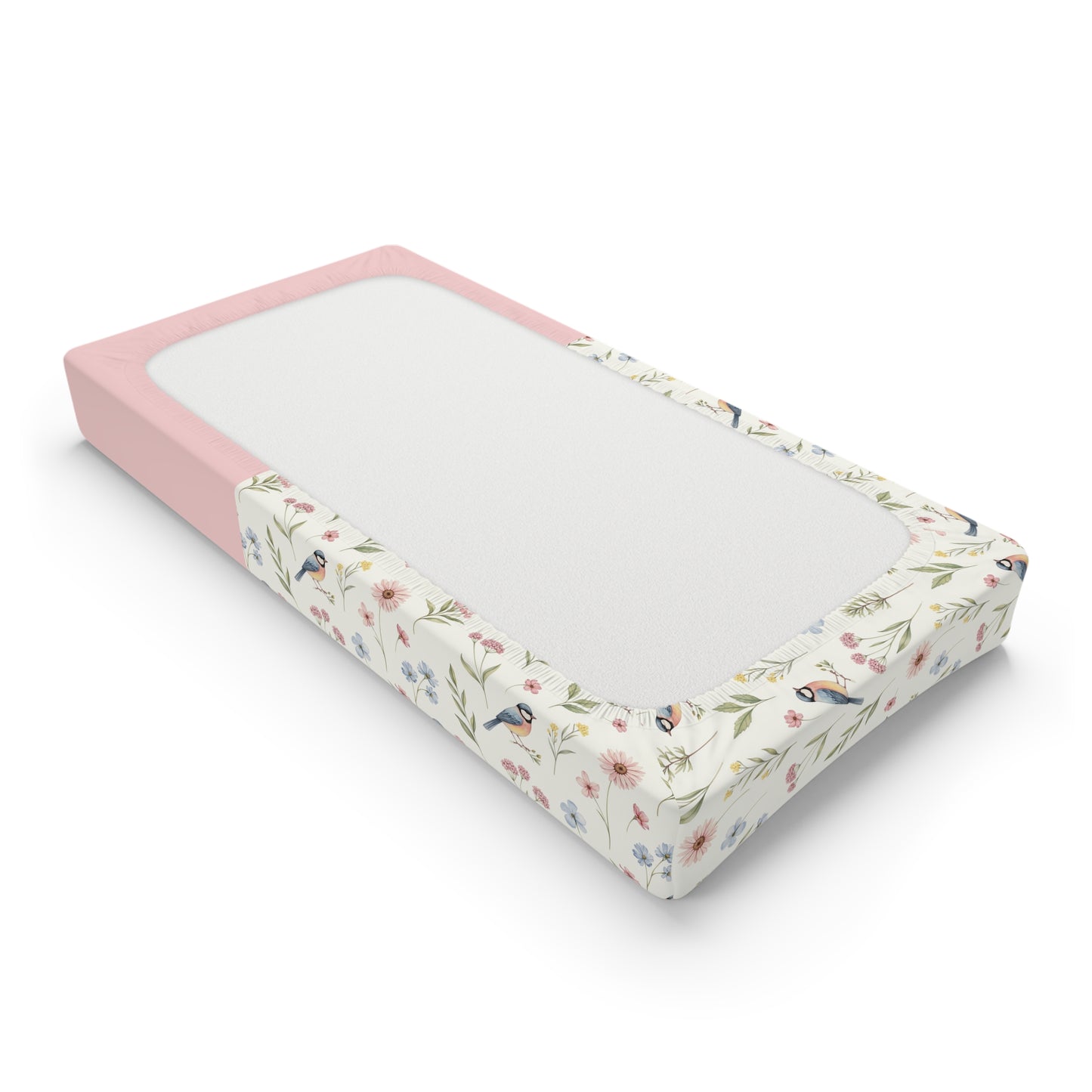 Personalized Floral Bird Baby Changing Pad Cover — Cute Duckling Name Option