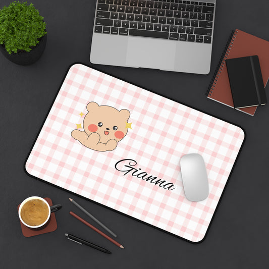 Personalized Cute Desk Mat with Bear Design, Custom Name Desk Pad, Office Decor, Gift for Students, Home Office Accessories