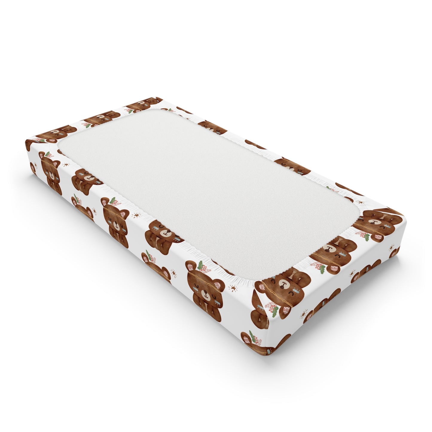 Personalized Bear Pattern Baby Changing Pad Cover — Custom Name Nursery Accessory