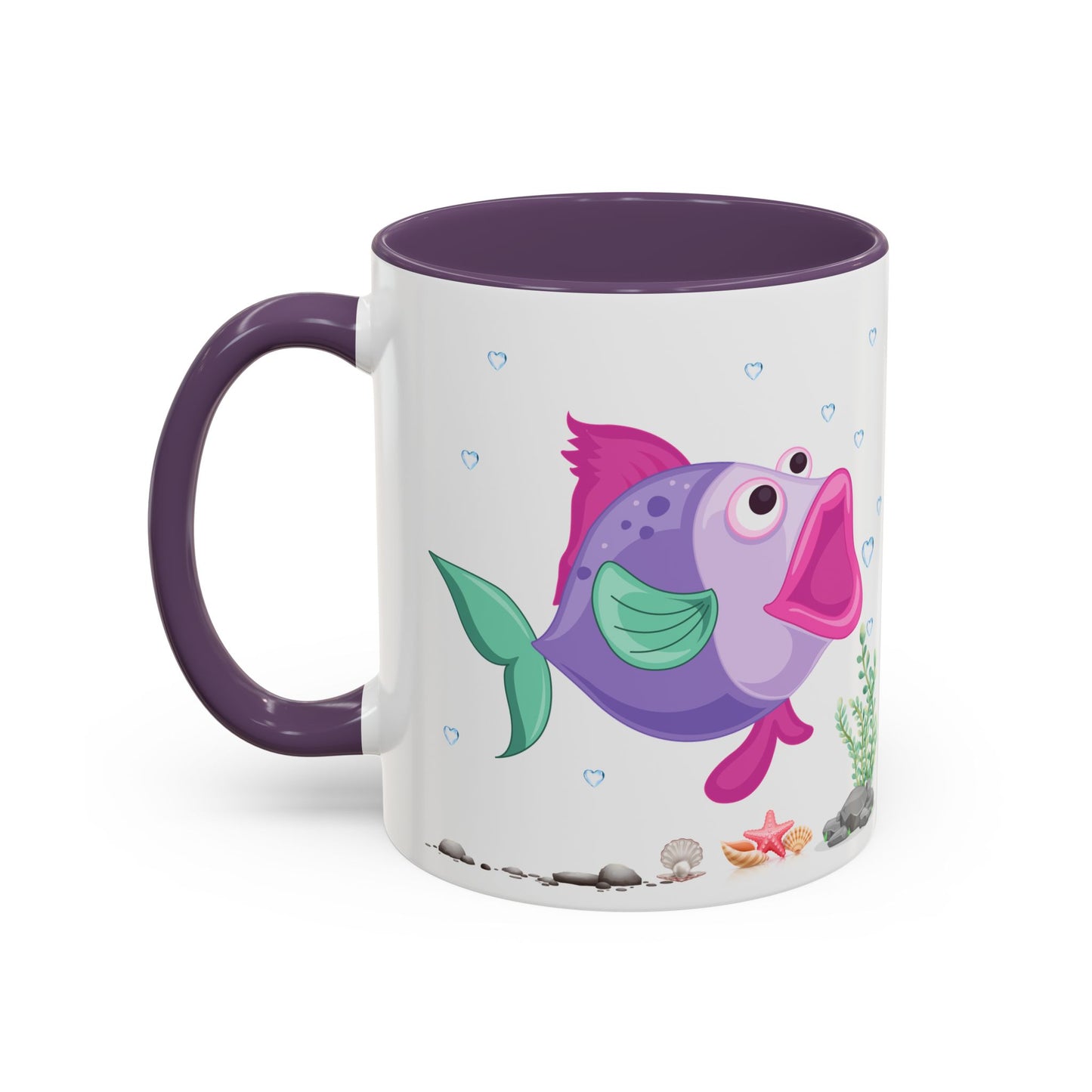 Fish with open mouth bubbles and underwater flora. Coffee Mug