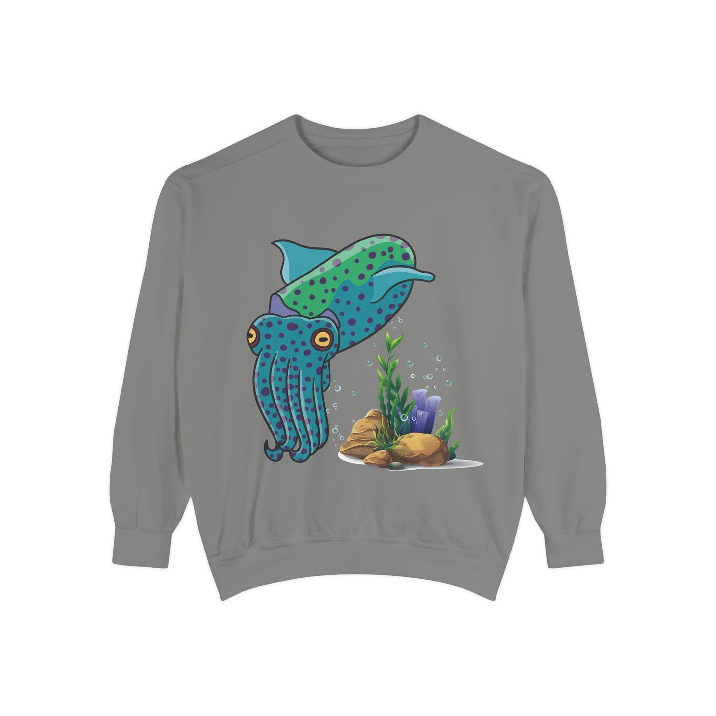 Cute with marine habitat coral and bubbles Unisex Garment-Dyed Sweatshirt