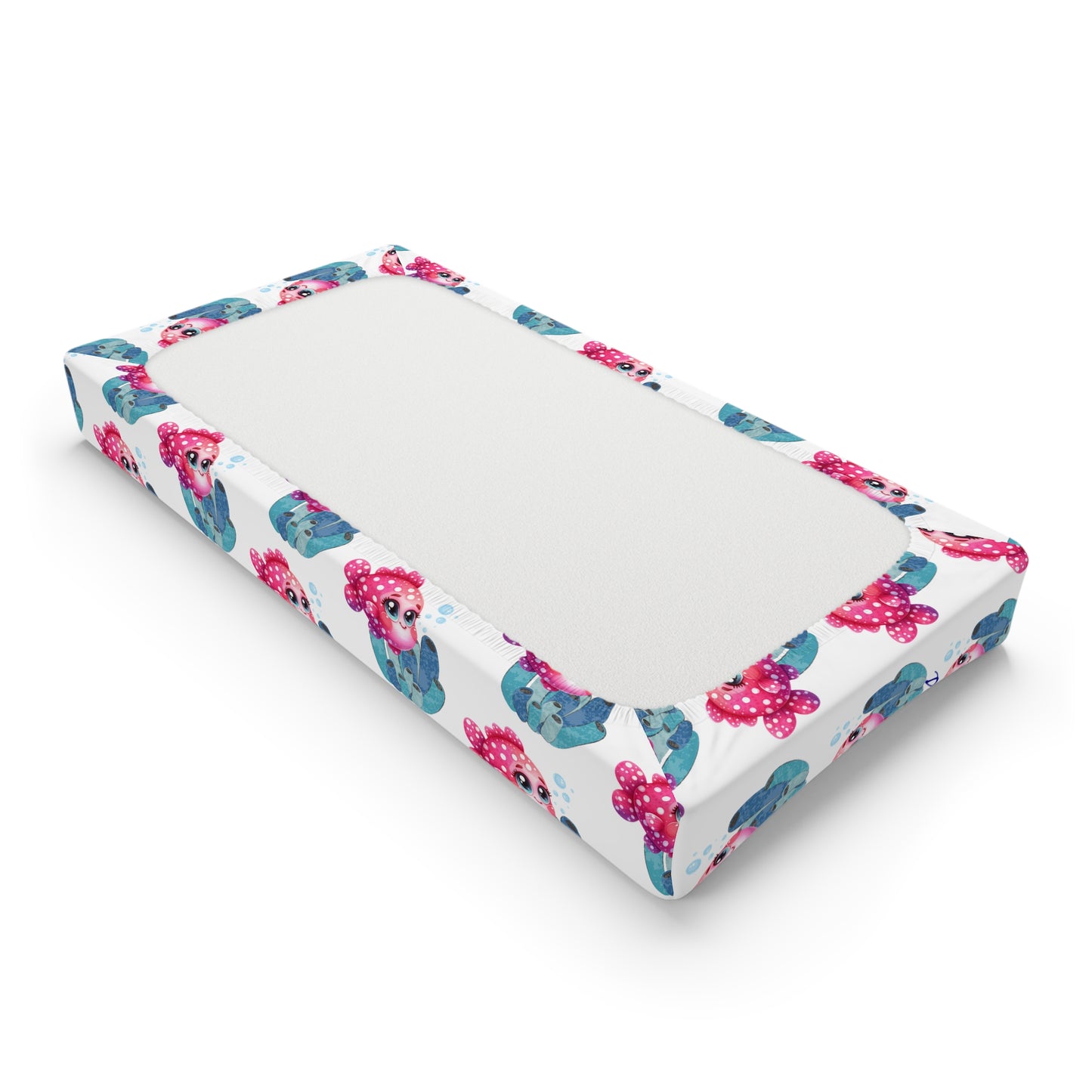 Mermaid Princess Baby Changing Pad Cover — Pink & Teal Nautical Nursery