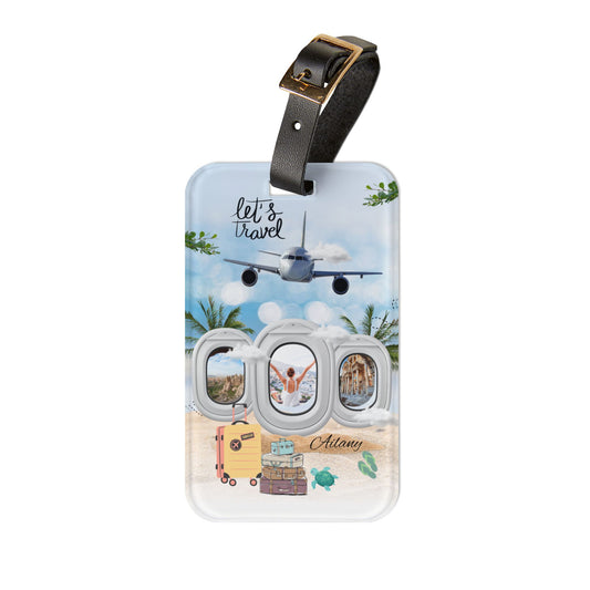 Let's Travel Luggage Tag — Tropical Airplane Window Design