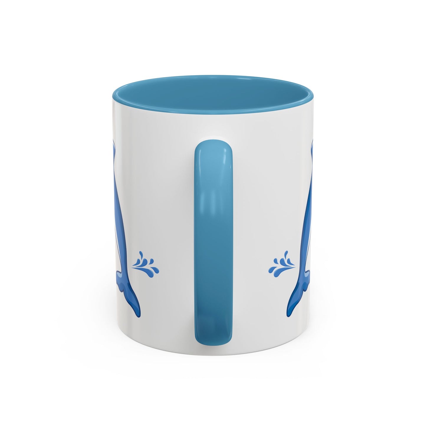 Dolphin wearing a straw hat with stylized water splashes Coffee Mug