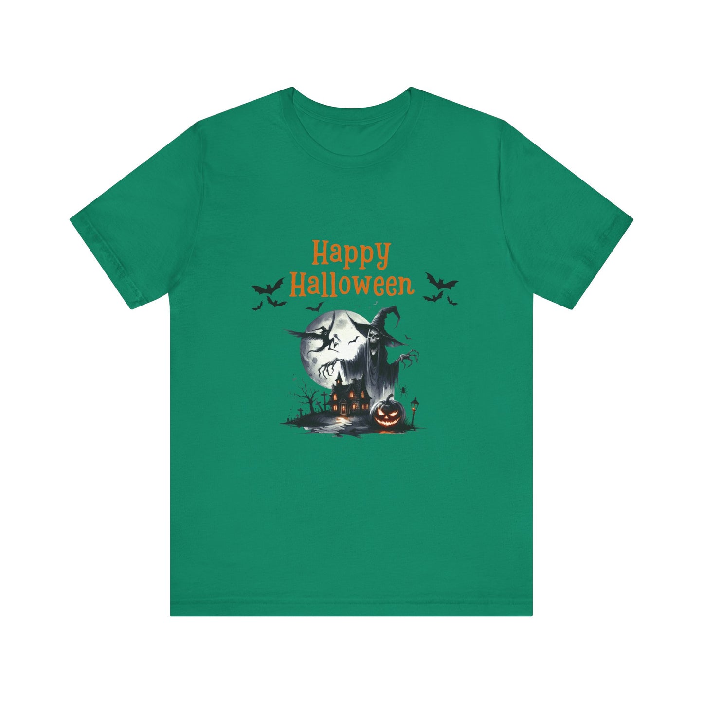 Happy Halloween Unisex Tee, Spooky T-Shirt, Halloween Gift, Fall Wardrobe Essential, Ghosts and Ghouls Vibe