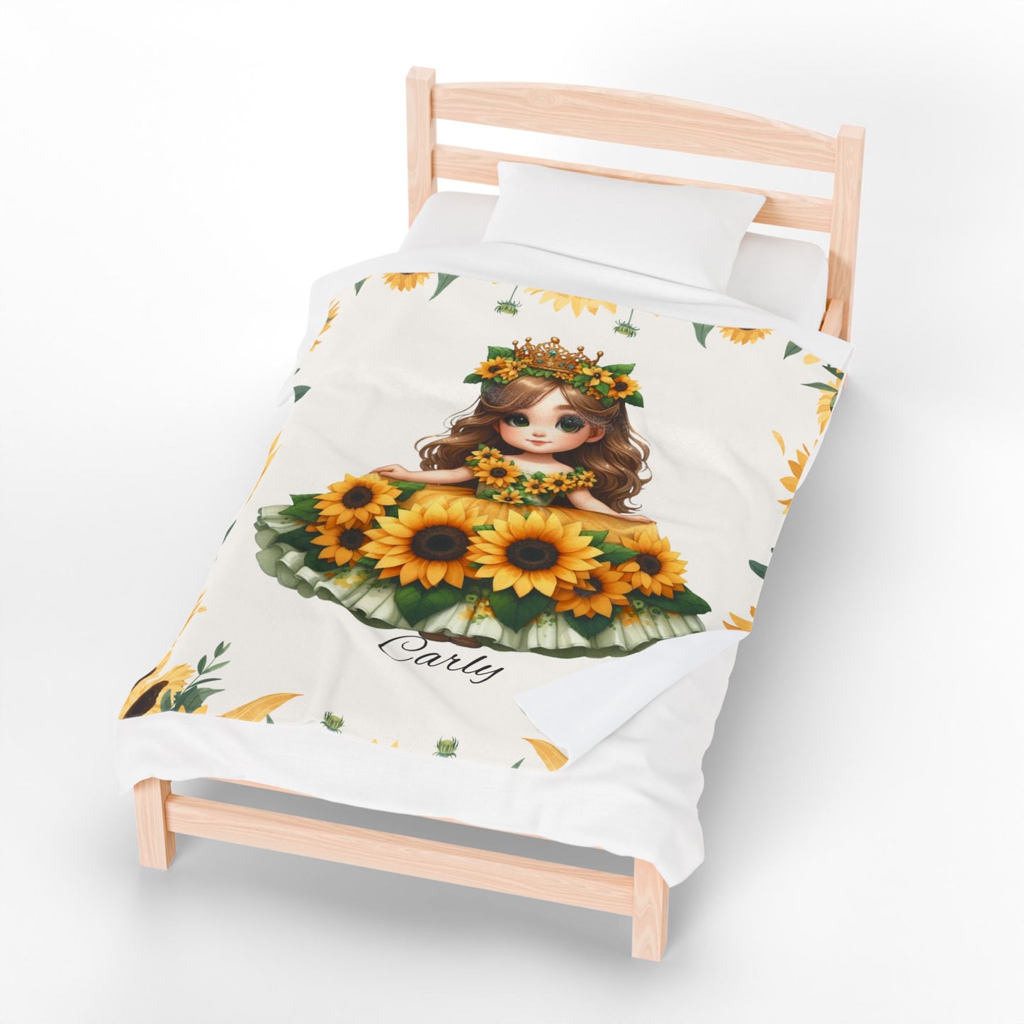 Sunflower Goddess Personalized Velveteen Plush Blanket, Cozy Throw, Kids Gift, Nursery Decor, Summer Vibes, Birthday Present