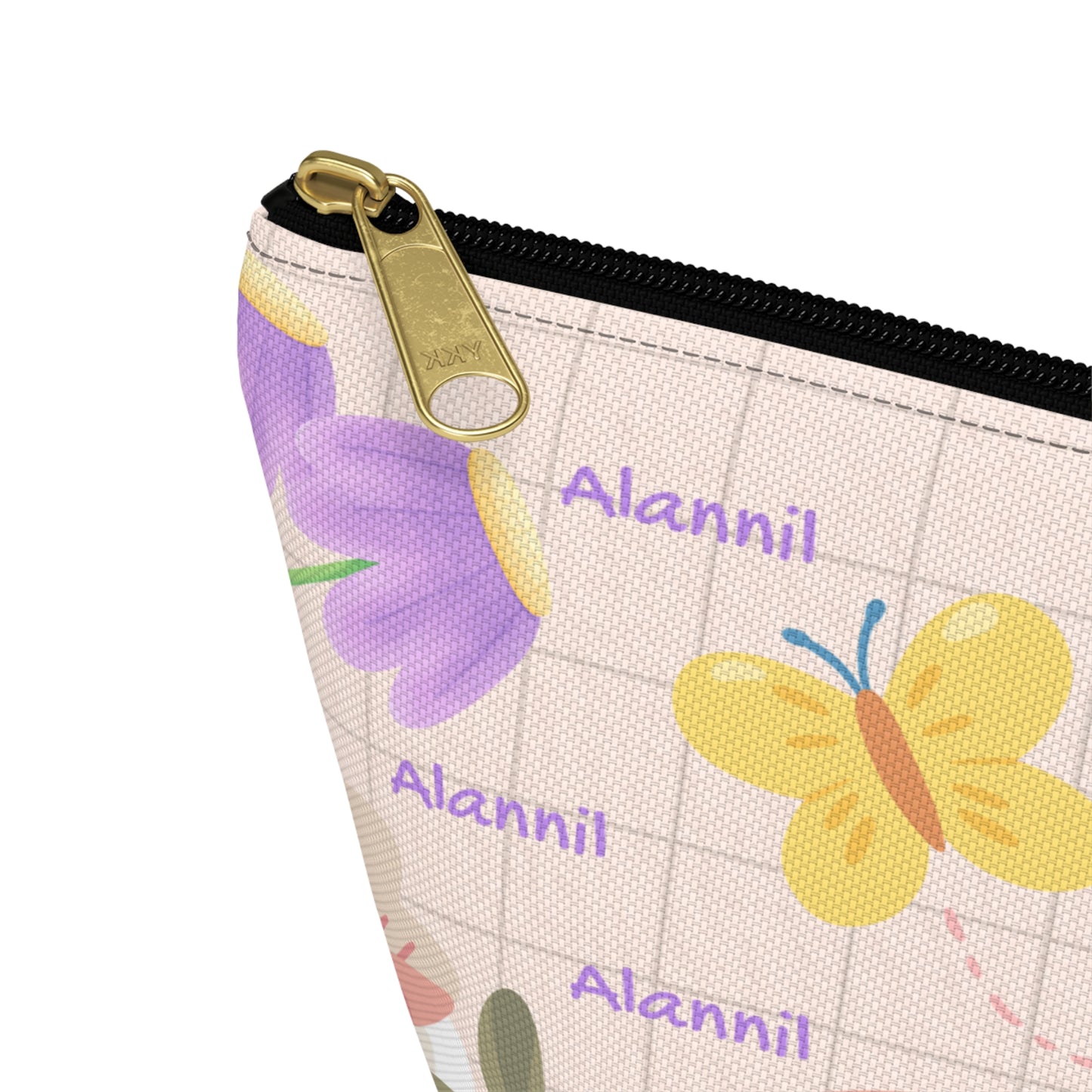 Floral Butterfly Accessory Pouch — Personalized T-Bottom Makeup Bag
