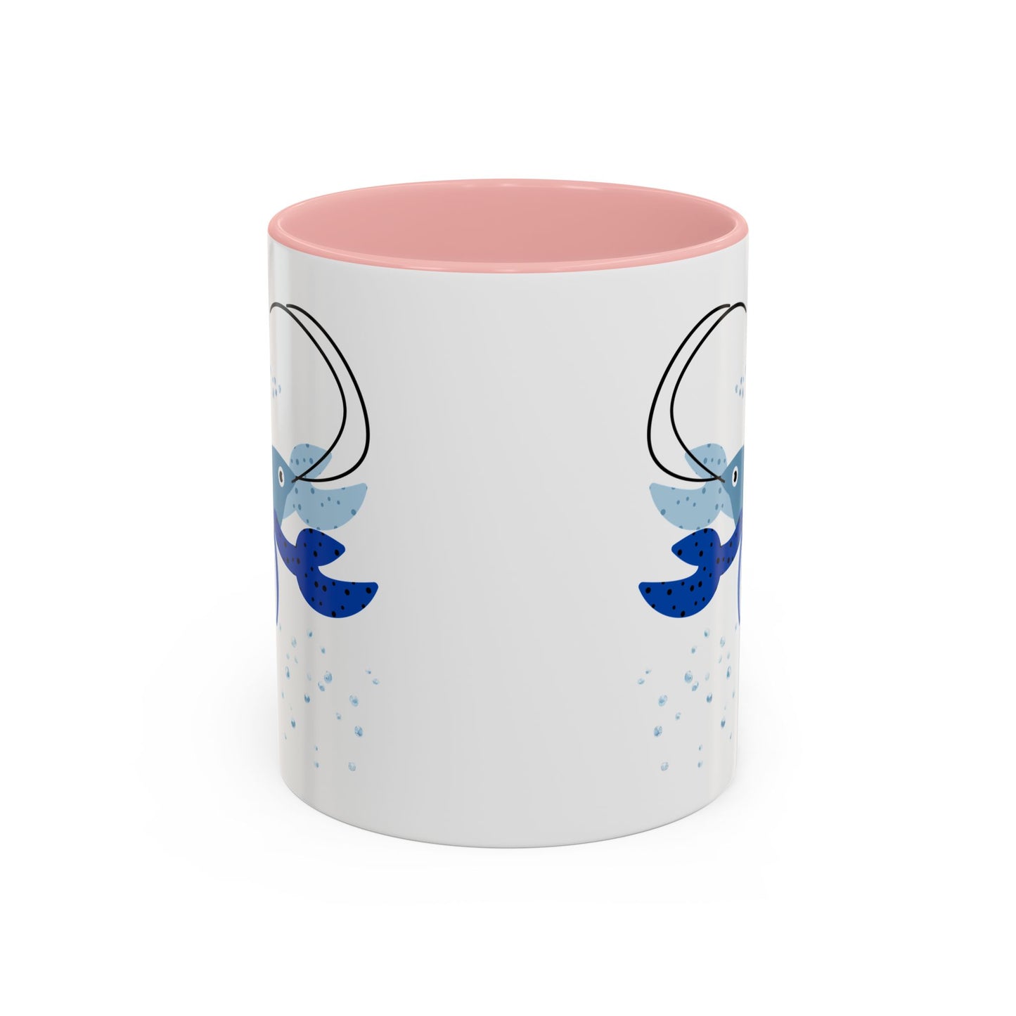 Blue shrimp with dark blue claws and bubbles Coffee Mug