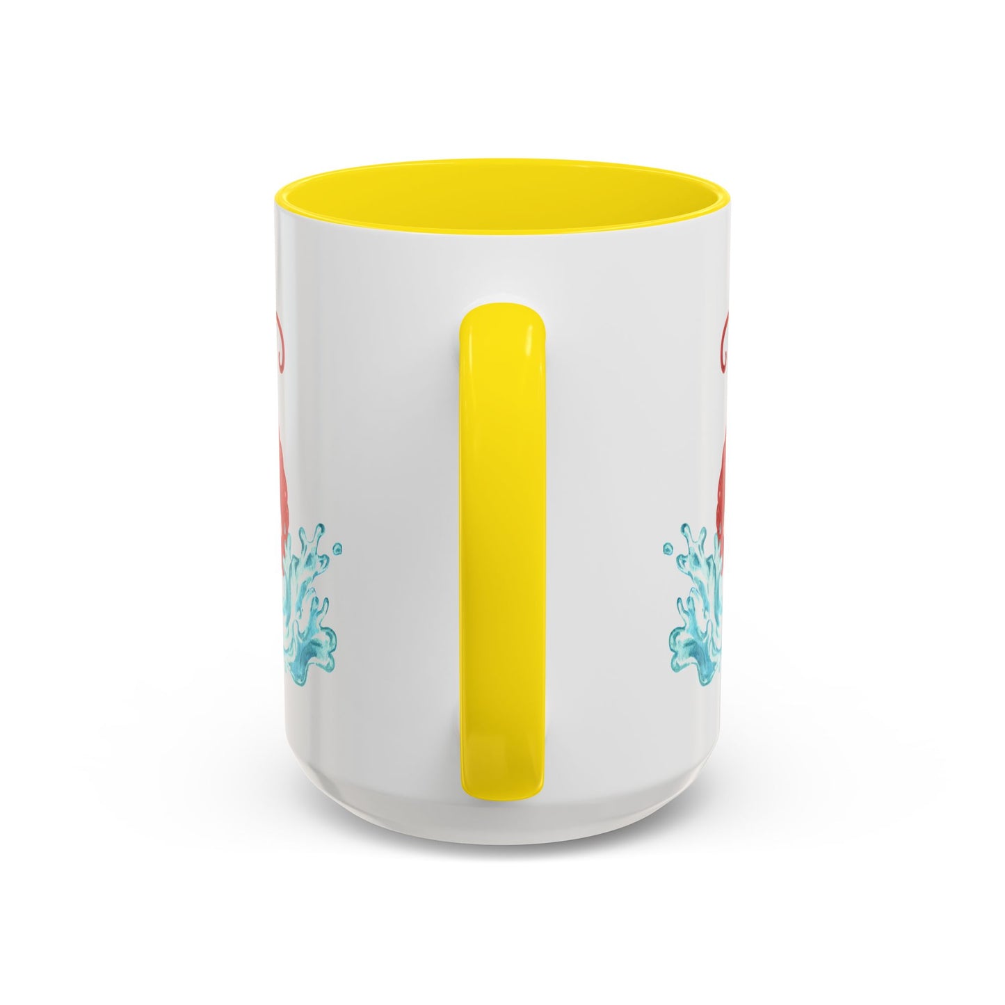 Cheerful red lobster emerging from stylized blue waves Coffee Mug