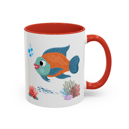 Orange and blue fish with coral and bubble Coffee Mug