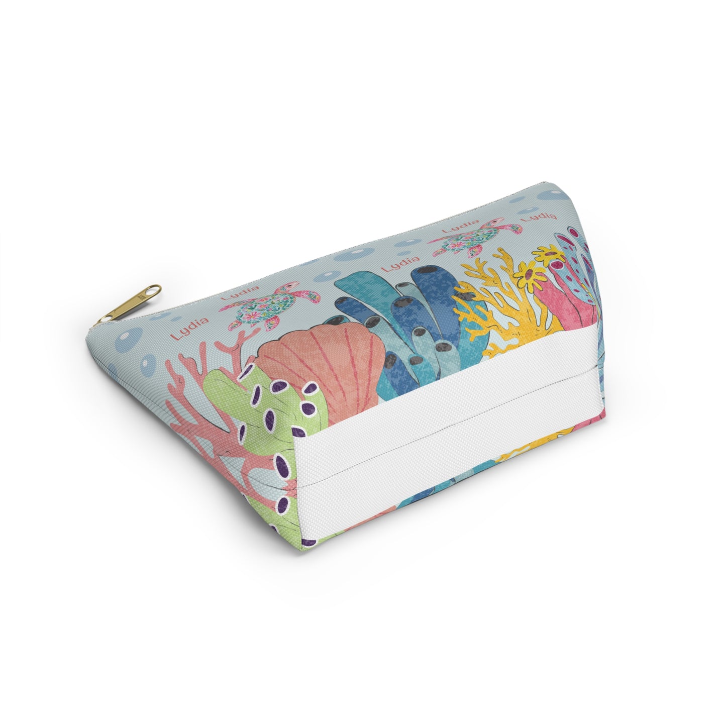 Personalized Sea Turtle Makeup Bag — Floral Turtle Cosmetic Pouch