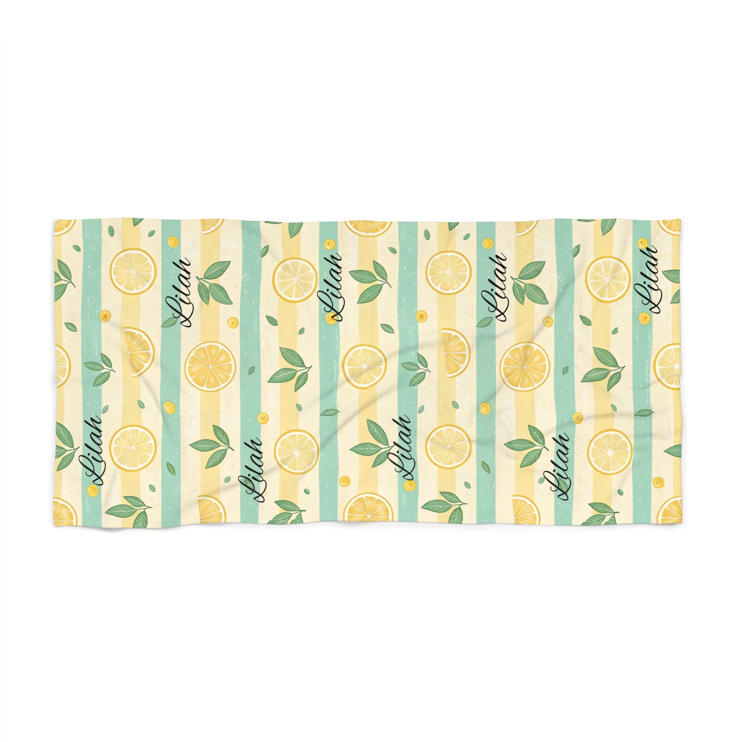Lemon Stripe Beach Towel — Refreshing Citrus Summer Towel