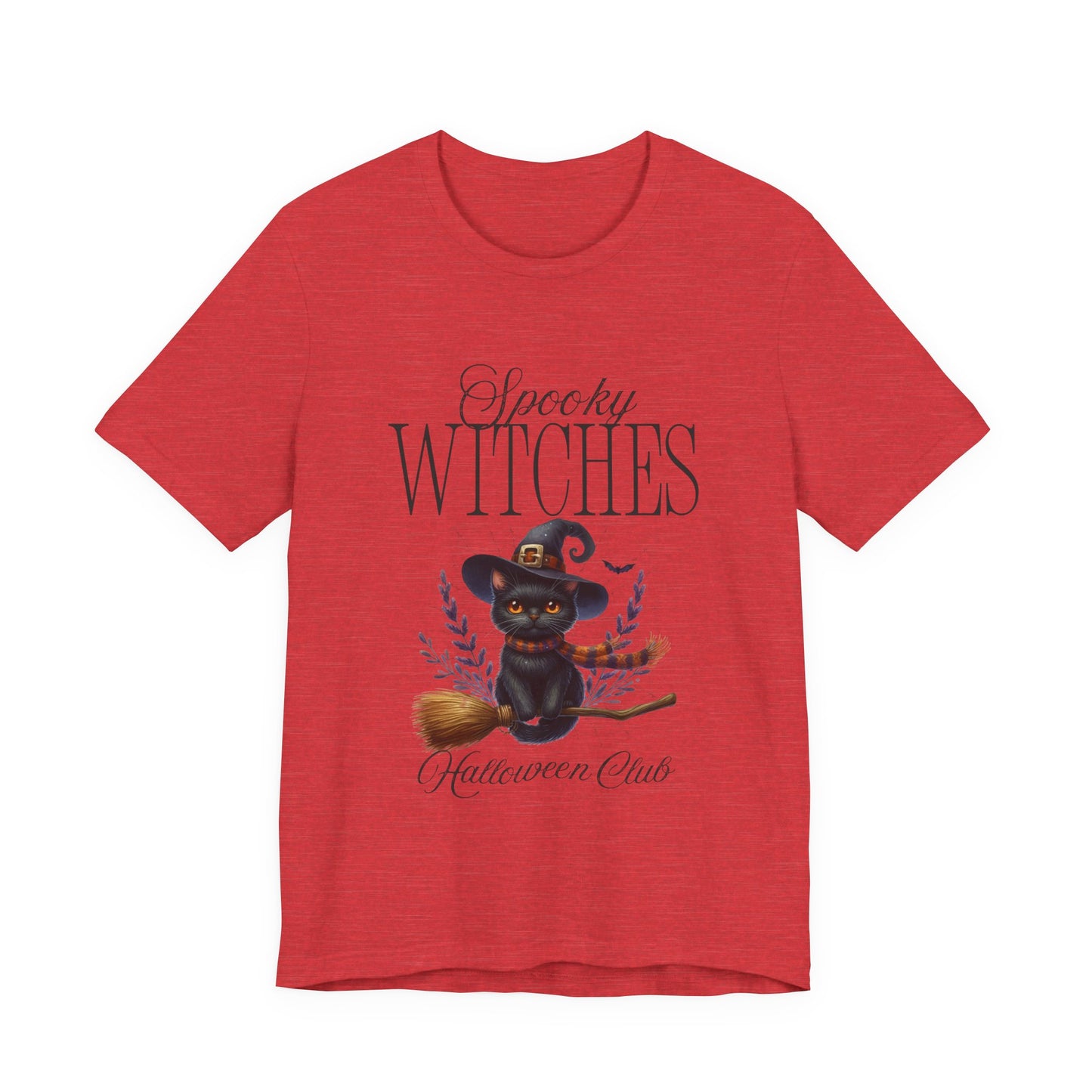 Spooky Witches Halloween Tee, Unisex Short Sleeve Shirt, Witch T-Shirt, Halloween Costume Top, Cat Lovers Gift, Fall Fashion