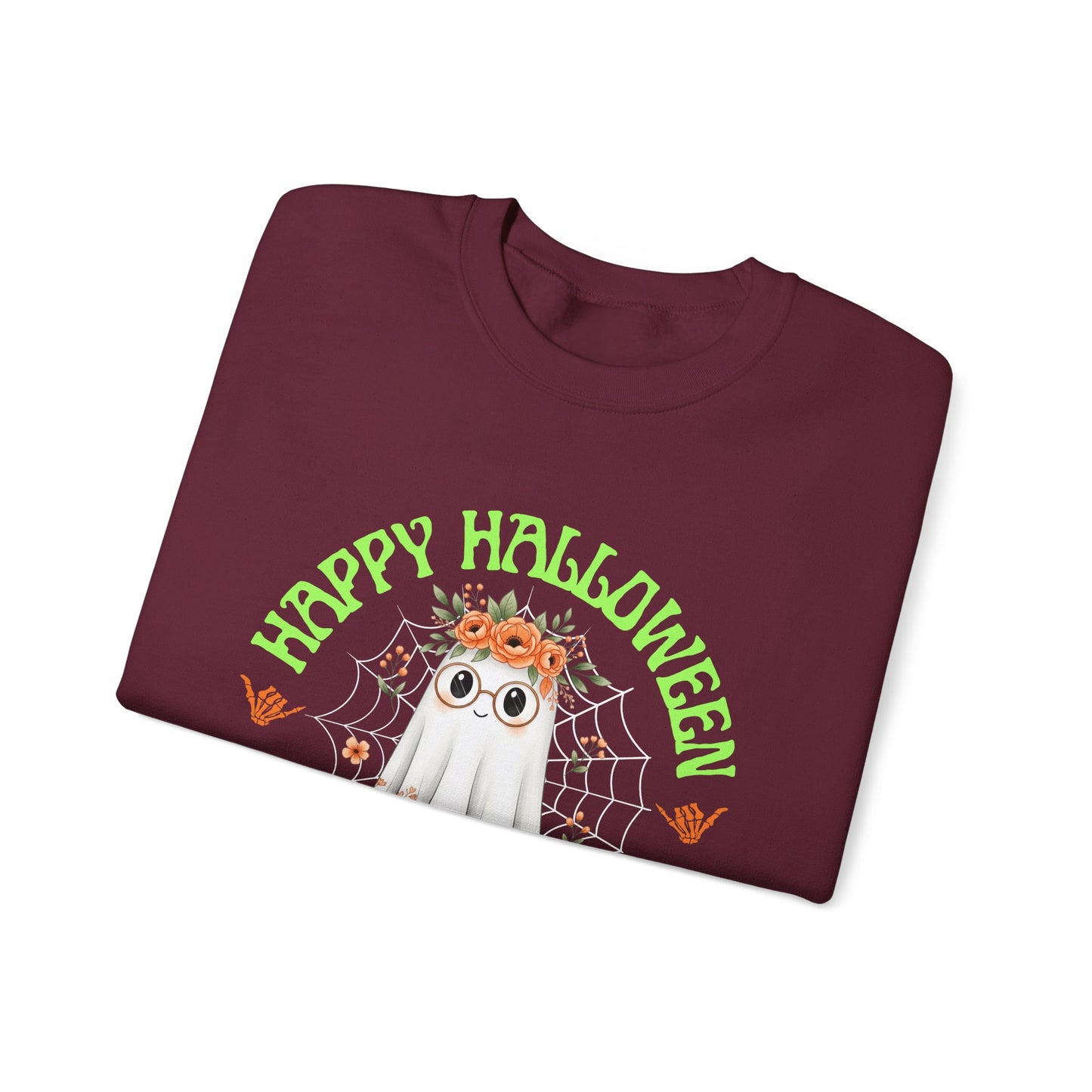 Halloween Ghost Sweatshirt, Cozy Fall Crewneck, Unisex Halloween Apparel, Cute Ghost Design, Perfect for Halloween Parties