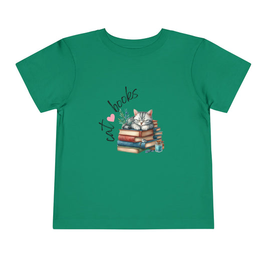 Cute Cat Books Toddler Tee, Kids Cat Lover Shirt, Bookworm Toddler T-Shirt, Gift for Cat Lovers, Fun Children's Apparel
