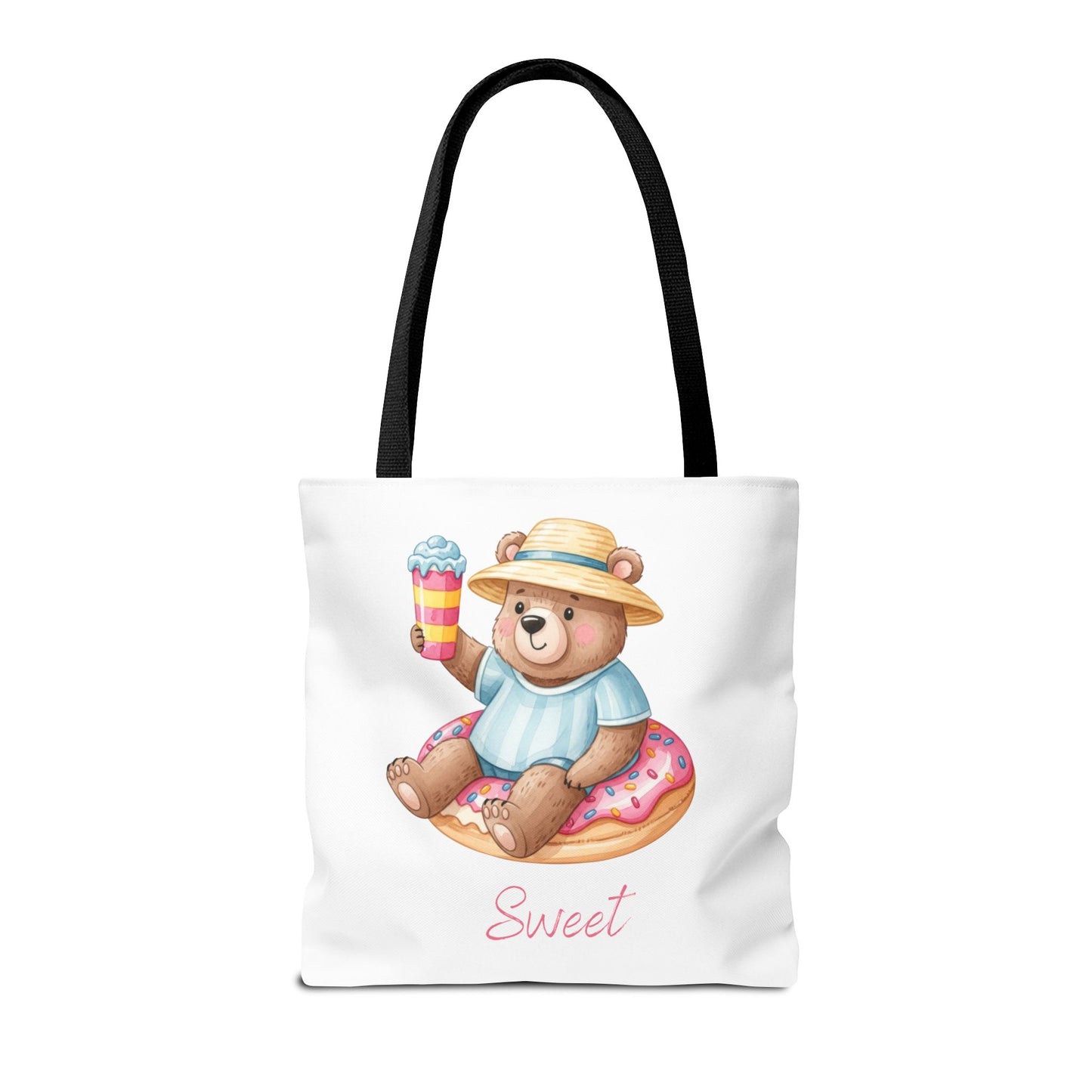 Sweet Bear Beach Tote - Cute Summer Teddy on Donut Float