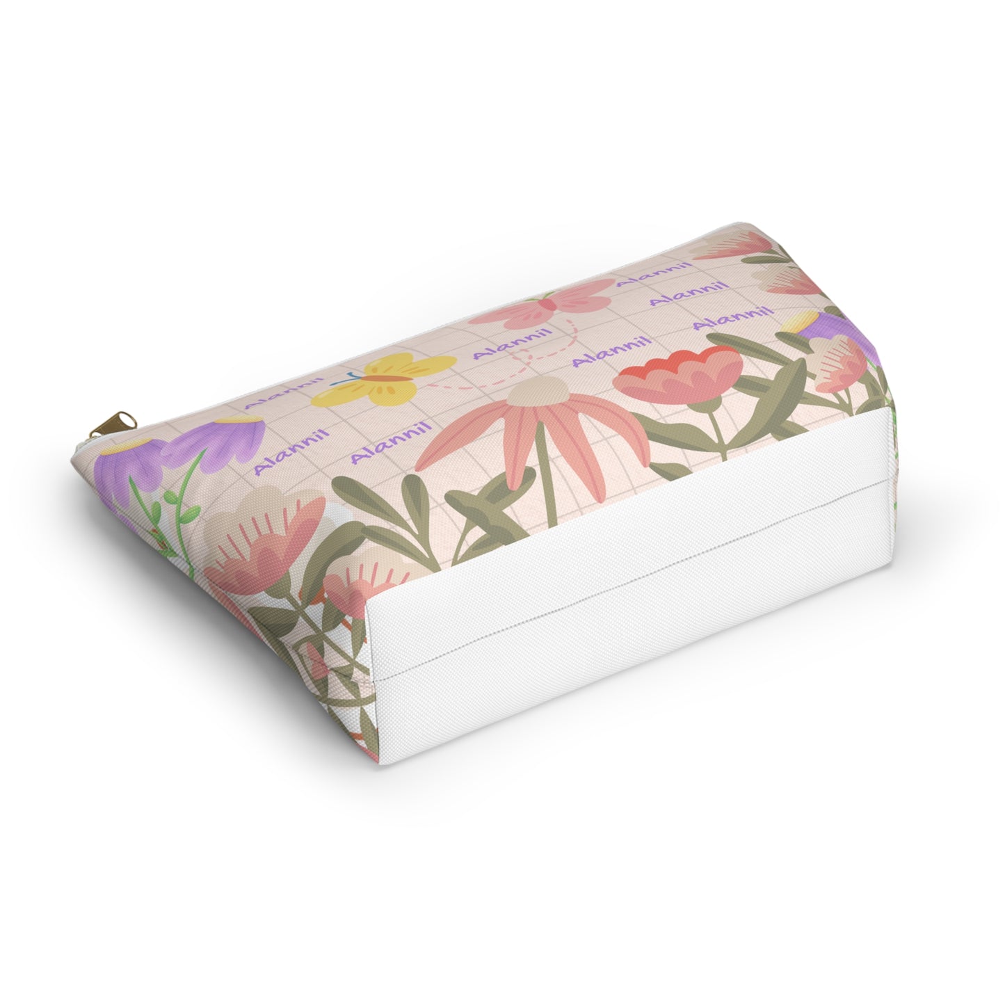 Floral Butterfly Accessory Pouch — Personalized T-Bottom Makeup Bag