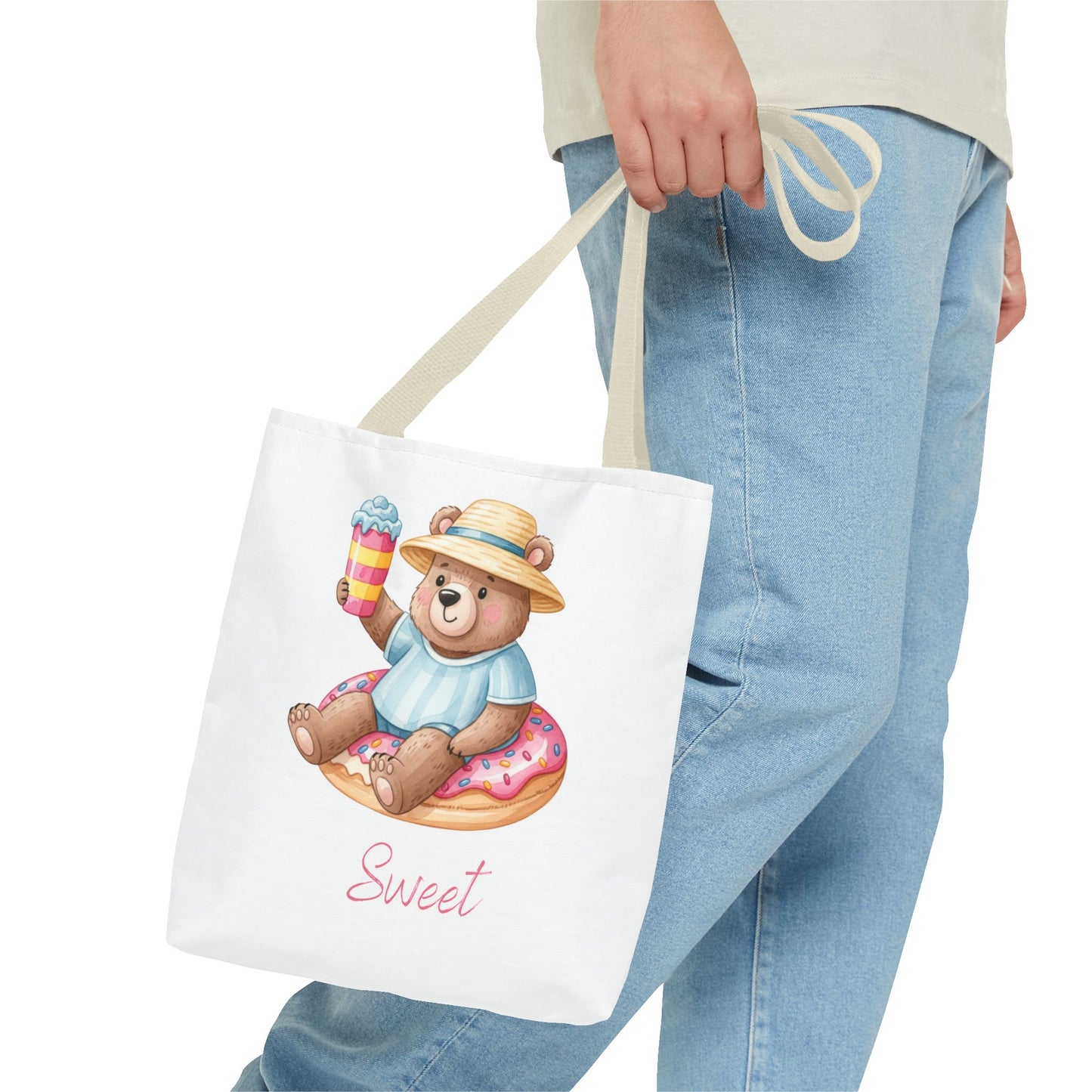 Sweet Bear Beach Tote - Cute Summer Teddy on Donut Float