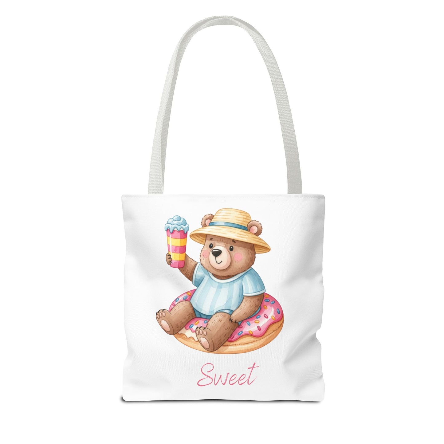 Sweet Bear Beach Tote - Cute Summer Teddy on Donut Float