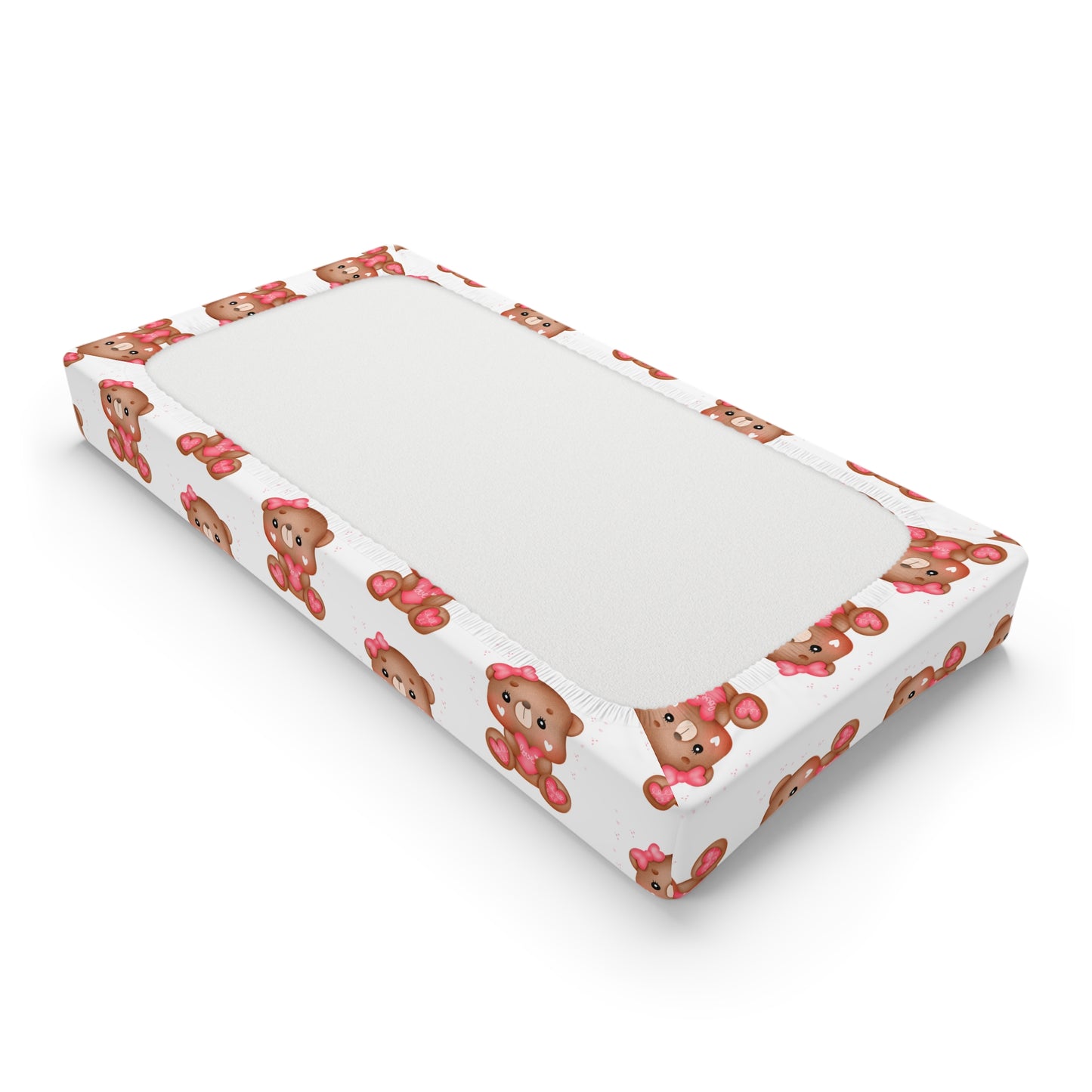 Baby Changing Pad Cover - Pink Teddy Bear Pattern, Personalized Name Option