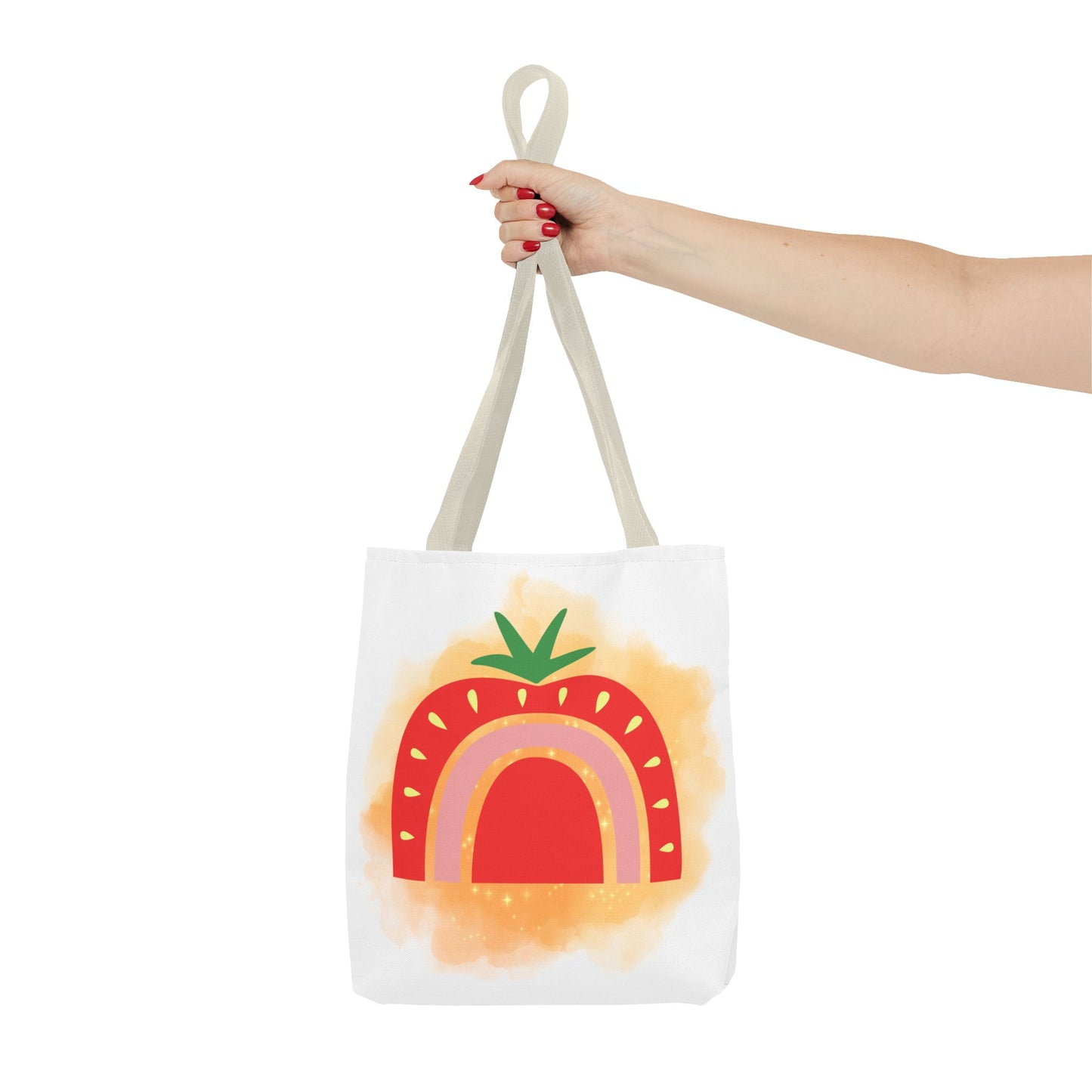 Strawberry Rainbow Tote Bag – Cute Fruit Watercolor AOP Tote