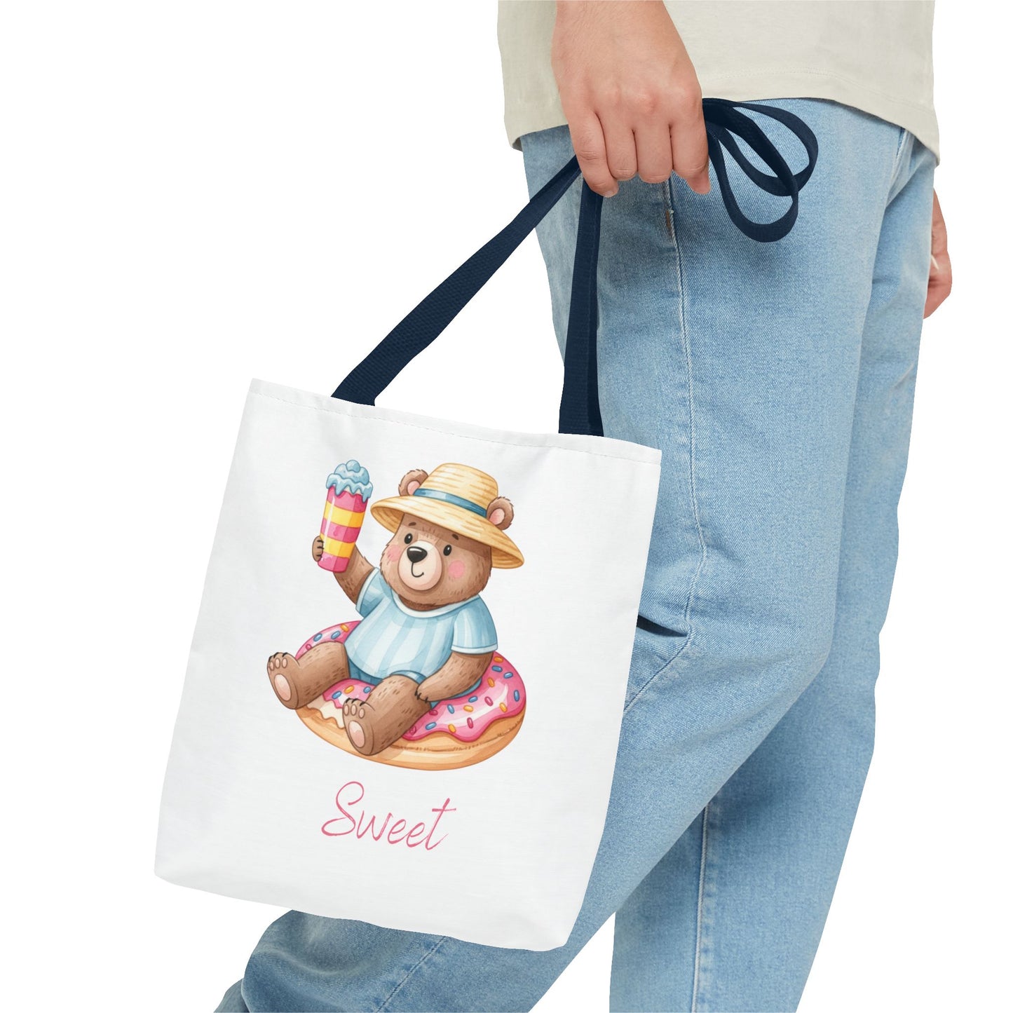 Sweet Bear Beach Tote - Cute Summer Teddy on Donut Float