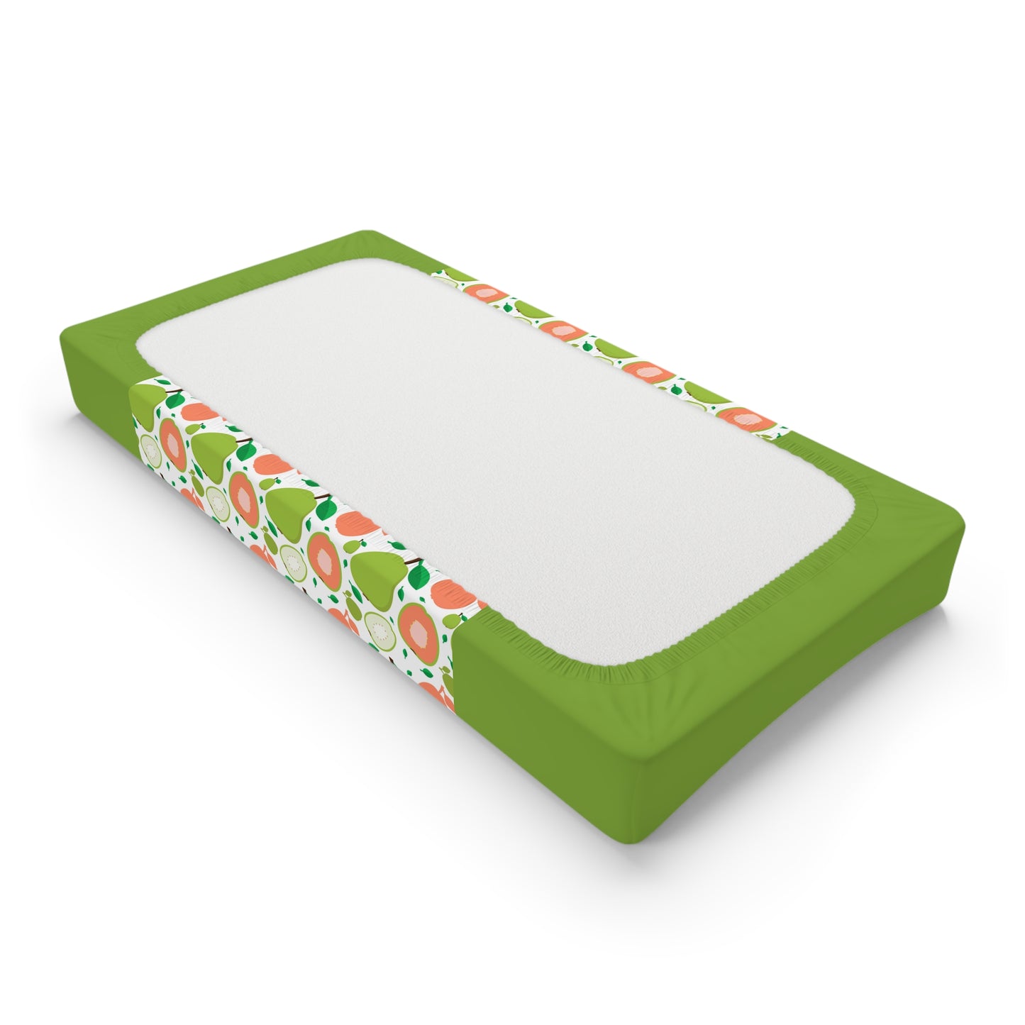 Personalized Baby Changing Pad Cover — Green Avocado Pattern with Name