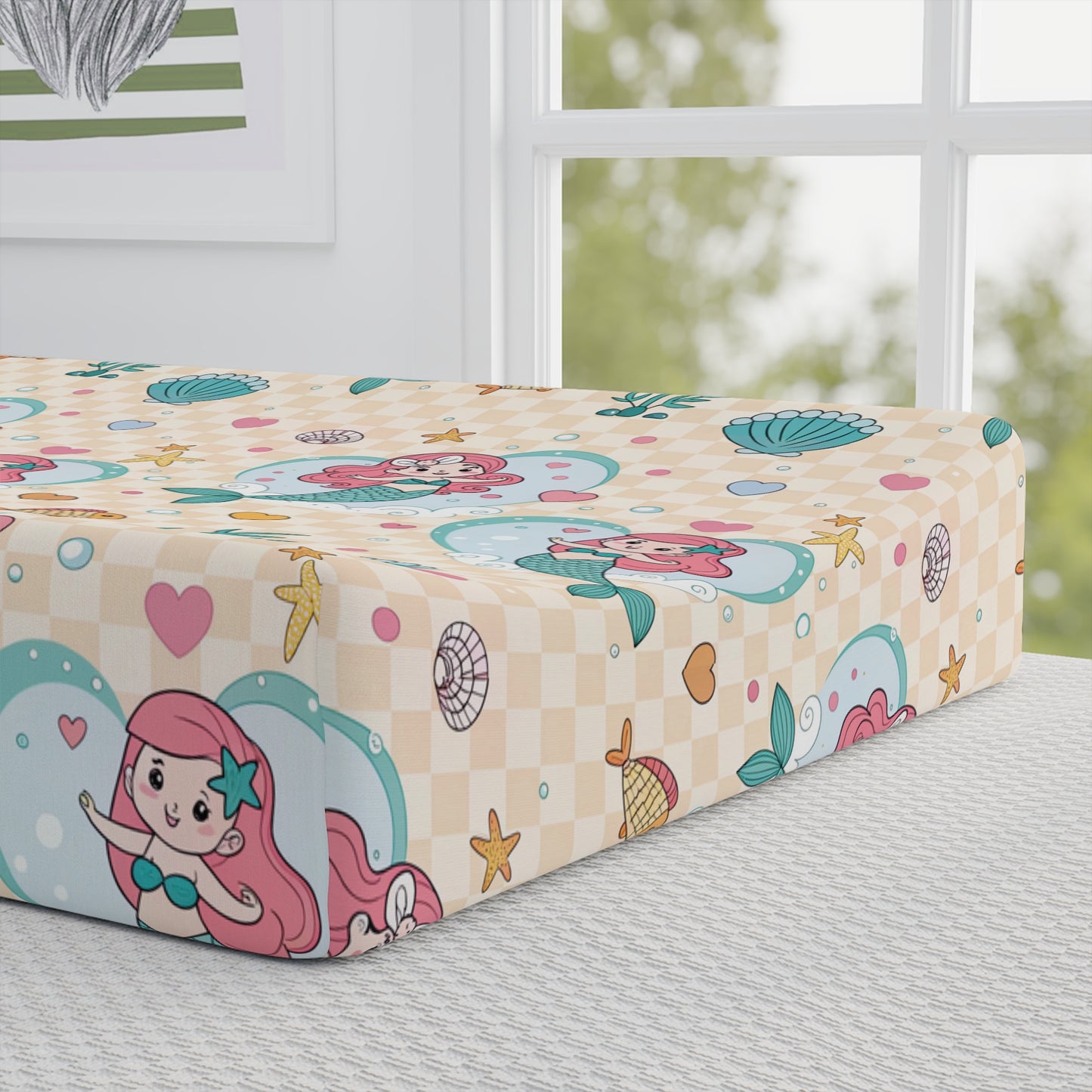 Mermaid Baby Changing Pad Cover – Cute Pink & Teal Underwater Nursery Design