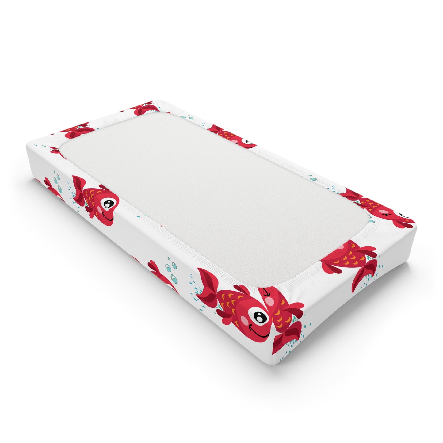 Changing Pad Cover — Cute Red Fish Personalized Baby Nursery Decor