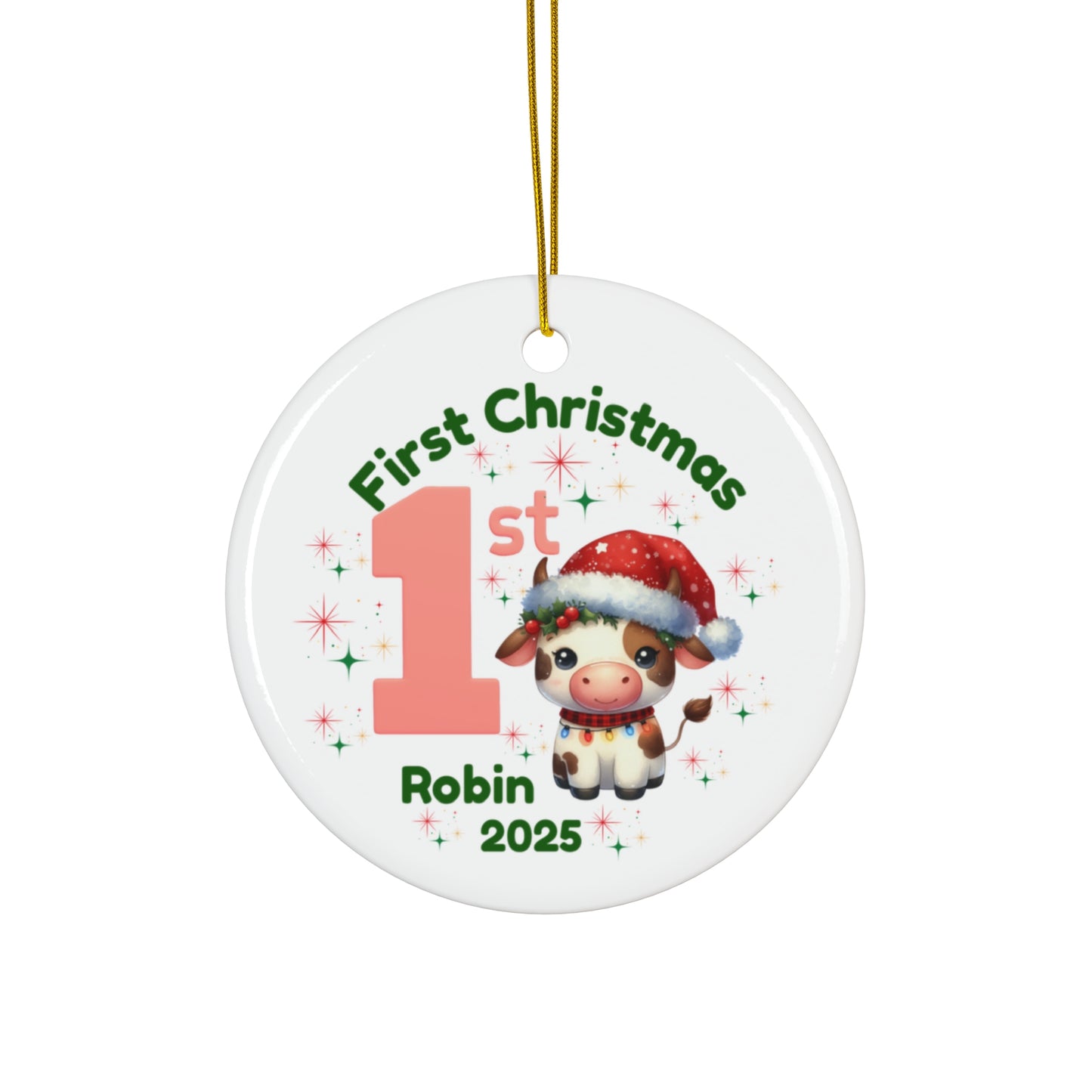 Personalized First Christmas Ceramic Ornament, Holiday Decor, Baby's 1st Xmas, Family Keepsake, Custom Gift, Christmas Tree Ornament