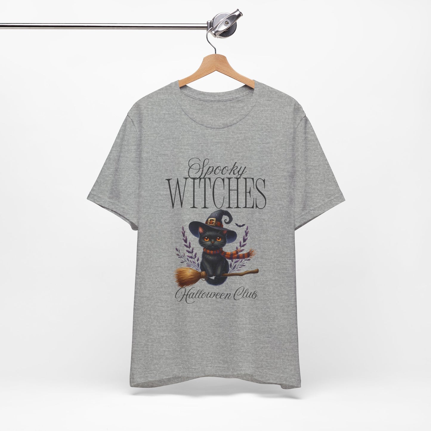 Spooky Witches Halloween Tee, Unisex Short Sleeve Shirt, Witch T-Shirt, Halloween Costume Top, Cat Lovers Gift, Fall Fashion