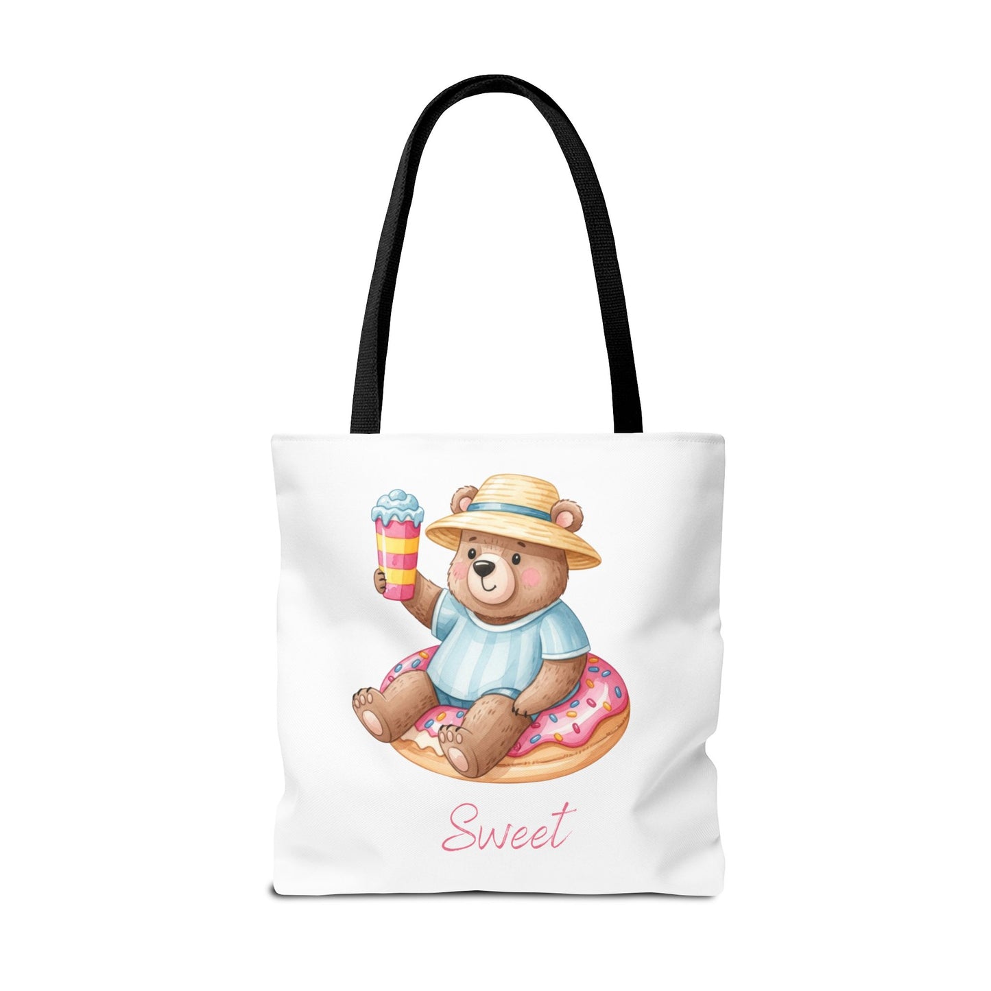 Sweet Bear Beach Tote - Cute Summer Teddy on Donut Float