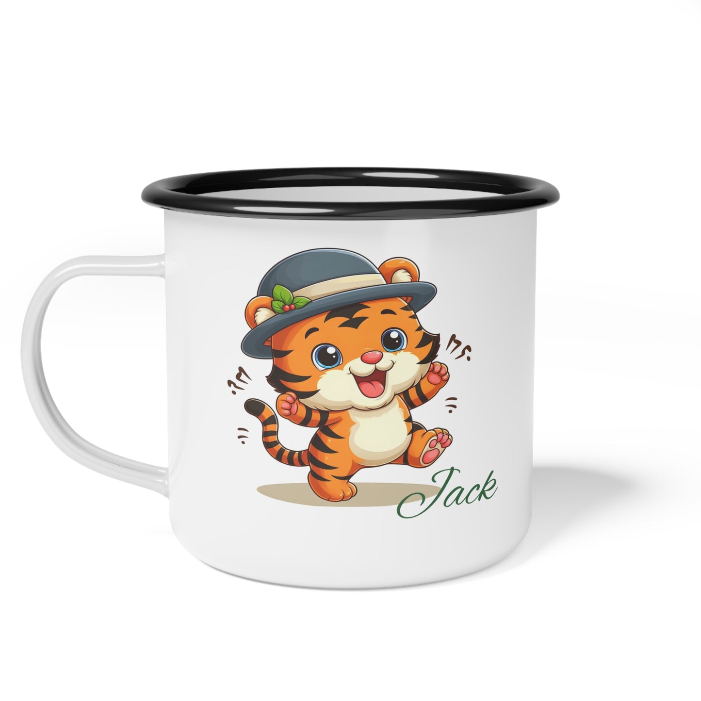 Personalized Tiger Enamel Camp Cup - Fun & Whimsical Design for Kids