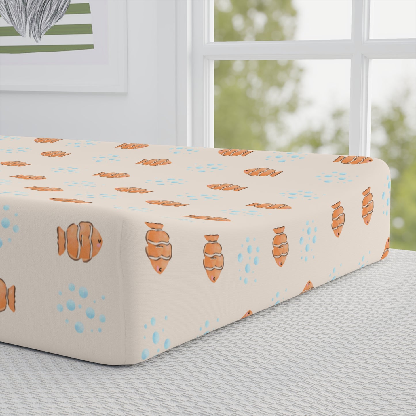 Personalized Baby Changing Pad Cover — Cute Bear & Rain Drops Design (Custom Name)