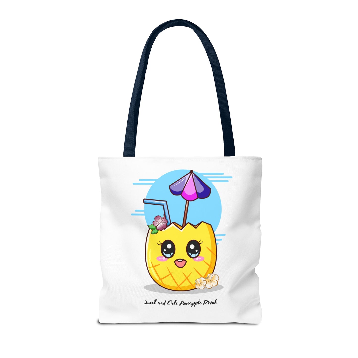 Pineapple Picnic Tote Bag — Cute Kawaii Tropical Drink Design