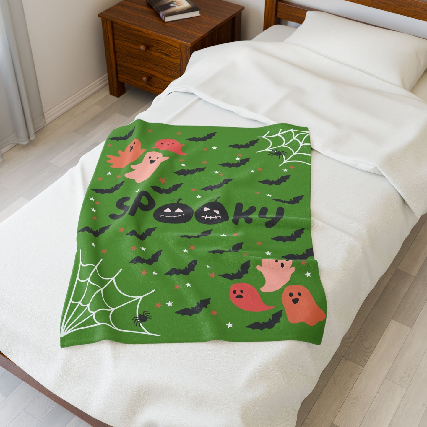 Spooky Ghosts Velveteen Plush Blanket | Cozy Halloween Throw | Soft Fall Decor | Kids Halloween Gift | Warm Plush Blanket
